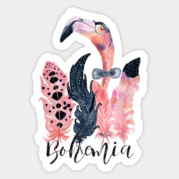 Bohemian Flamingo Sticker by VintageHeroes